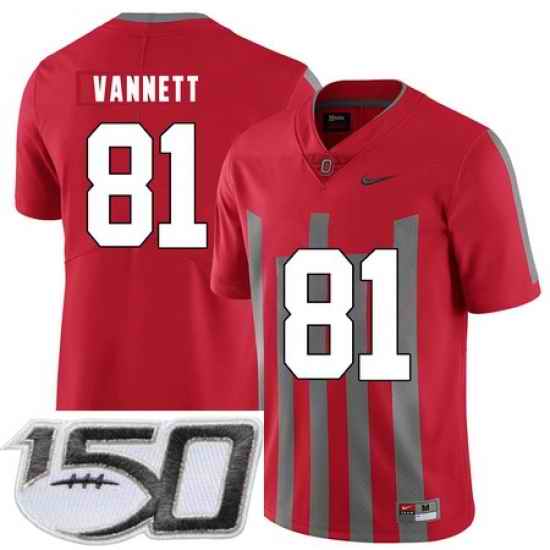 Ohio State Buckeyes 81 Nick Vannett Red Elite Nike College Football Stitched 150th Anniversary Patch Jersey